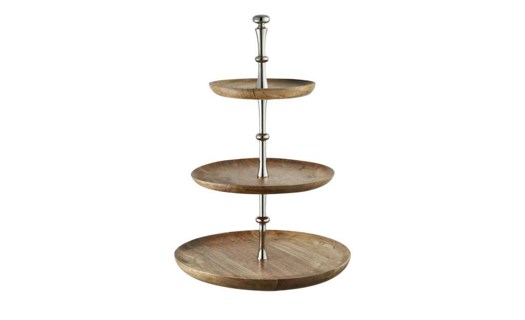 Etagere, 3-stufig ¦ holzfarben ¦ Aluminum, Holz ¦ Maße (cm): H: 57 Geschirr > Etageren - Höffner