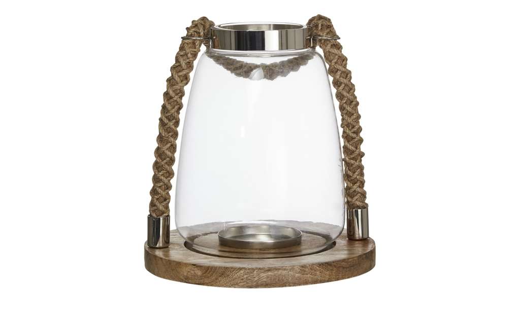 Windlicht ¦ transparent/klar ¦ Metall, Holz, Glas  ¦ Maße (cm): H: 23 Ø: [22.0] Dekoration > Laternen & Windlichter - Höffner
