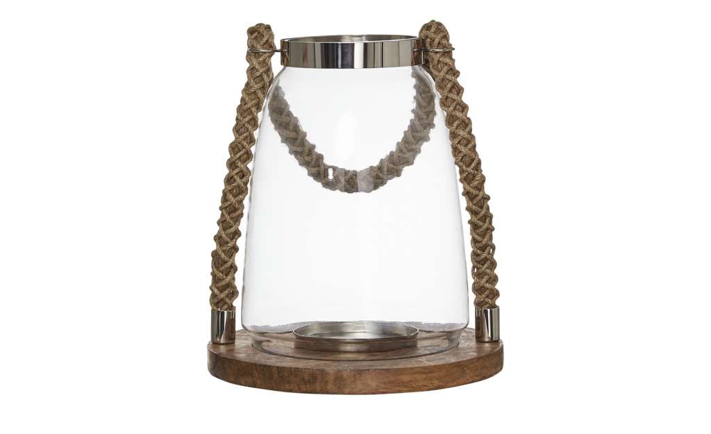 Windlicht ¦ transparent/klar ¦ Metall, Holz, Glas  ¦ Maße (cm): H: 28 Ø: [25.0] Dekoration > Laternen & Windlichter - Höffner
