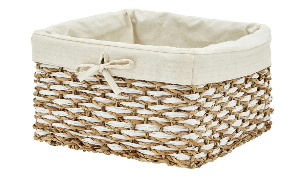 Aufbewahrungskorb mit Stoffeinsatz ¦ creme ¦ Baumwolle, Kunststoff, Seegras ¦ Maße (cm): B: 28 H: 15 T: 28 Regale > Regal-Aufbewahrungsboxen - Höffner