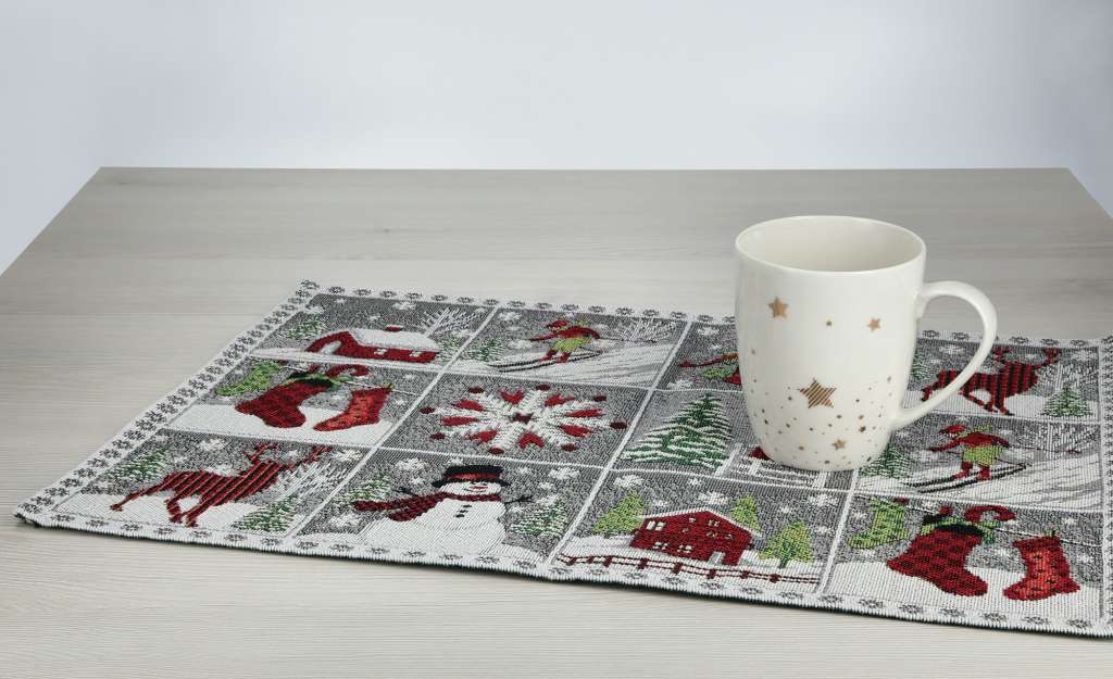 LAVIDA Platzset  Schneebilder ¦ rot ¦ 60% Baumwolle 40% Polyester ¦ Maße (cm): B: 32 Weihnachten - Höffner