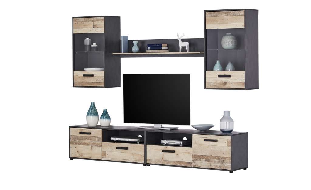 Wohnwand  Marino ¦ holzfarben ¦ Maße (cm): B: 241 H: 186 T: 39 Wohnwände - Höffner