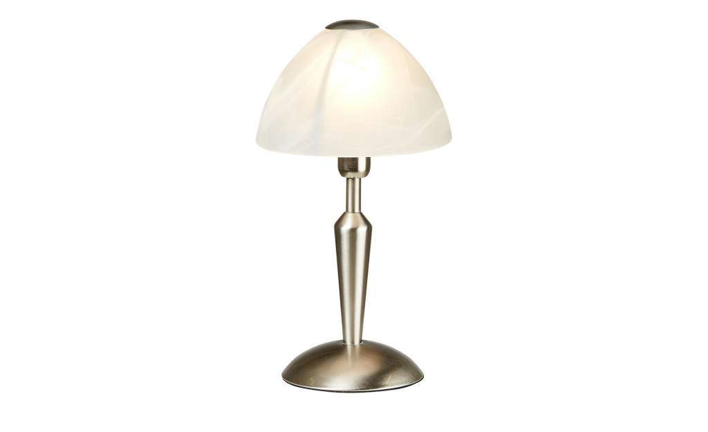 KHG Tischleuchte nickel matt mit Glasschirm ¦ silber ¦ Maße (cm): H: 33 Ø: [18.0] Lampen & Leuchten > Innenleuchten > Tischlampen - Höffner