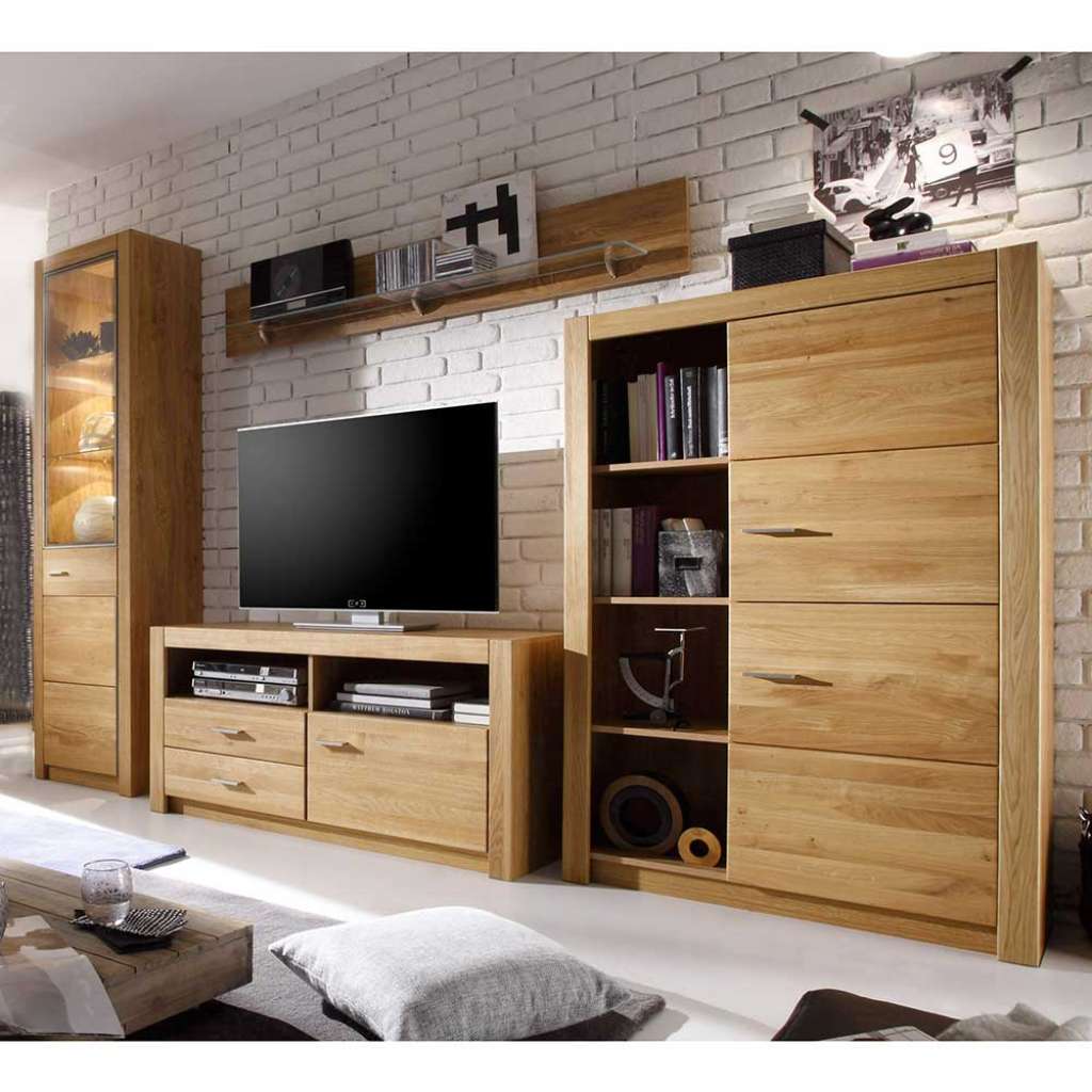 Wohnzimmer Schrankwand aus Asteiche teilmassiv geölt modern (4-teilig)