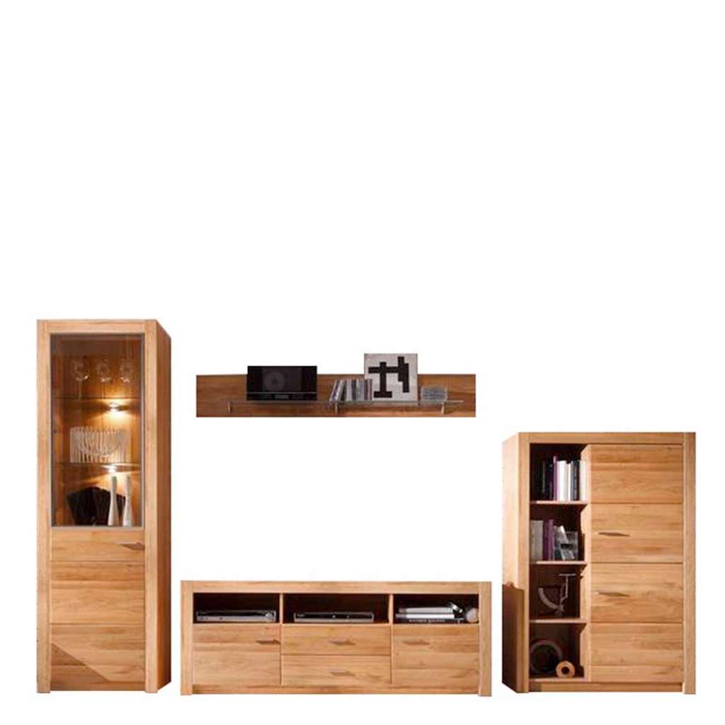 Holz Wohnwand aus Asteiche teilmassiv modern (4-teilig)