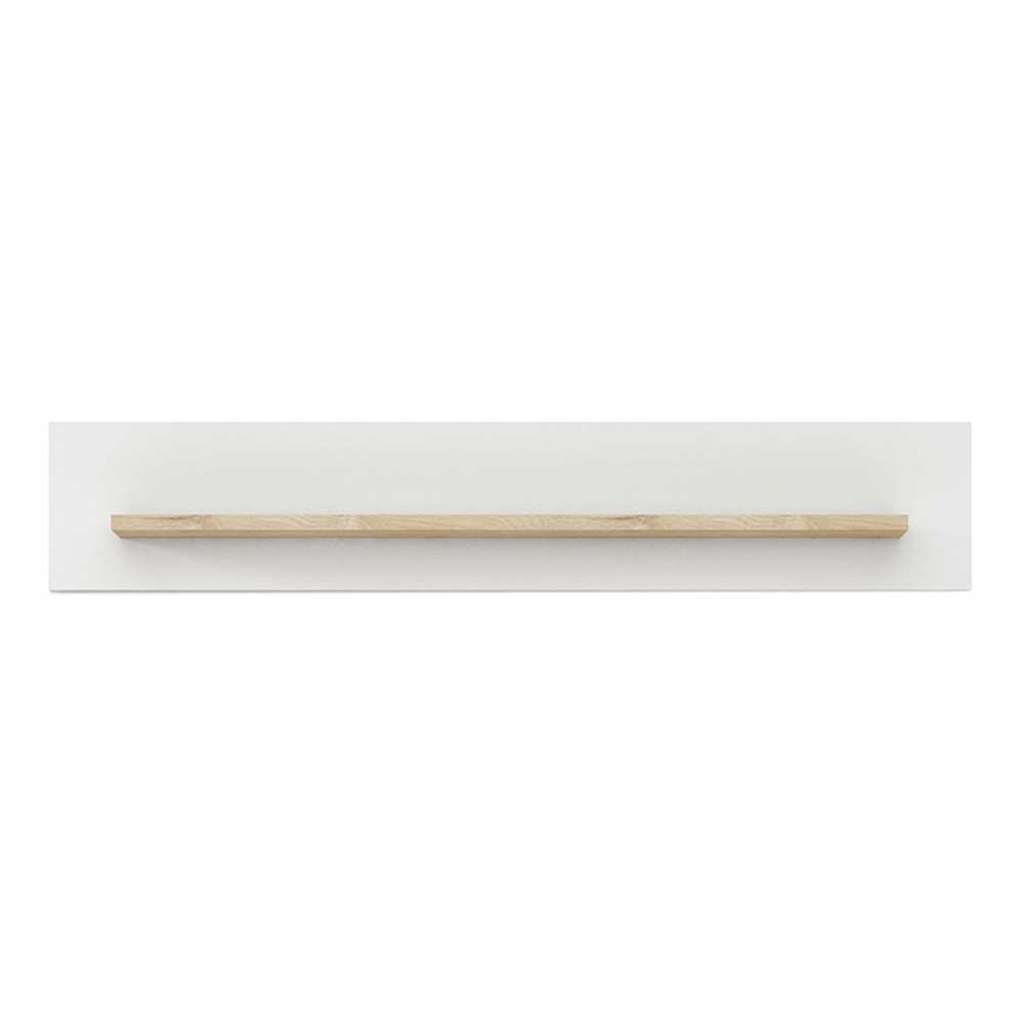 Wand Regal in Weiß Hochglanz und Wildeiche Optik 130 cm breit