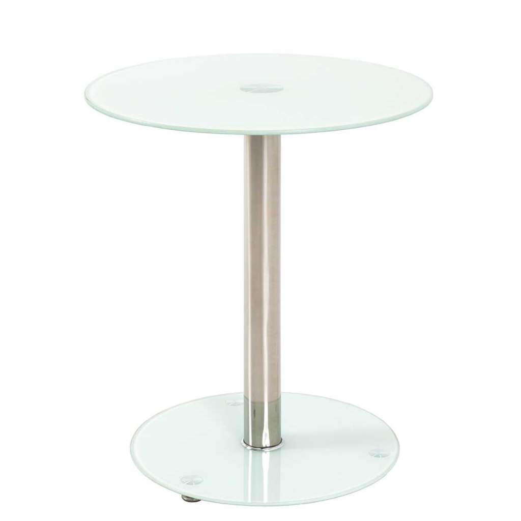 Glas Beistelltisch mit Weißglasplatte rund