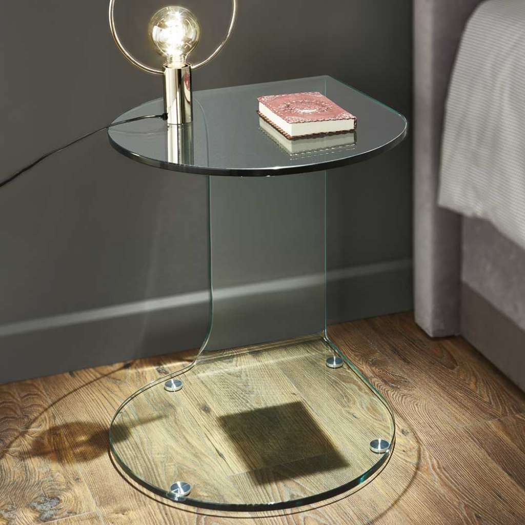 Sofa Beistelltisch aus Glas Tropfenform