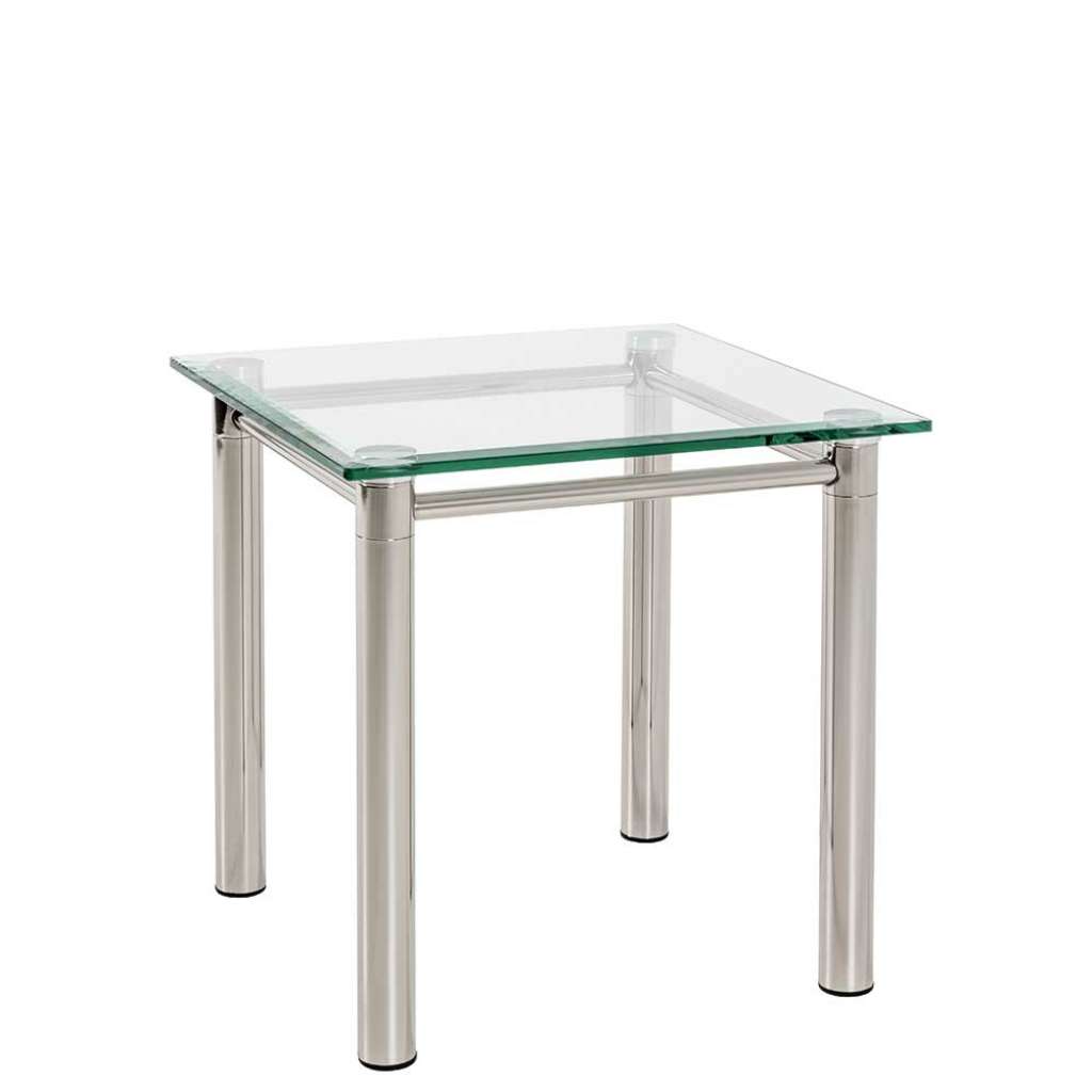 Glastisch quadratisch verchromtem Metallgestell
