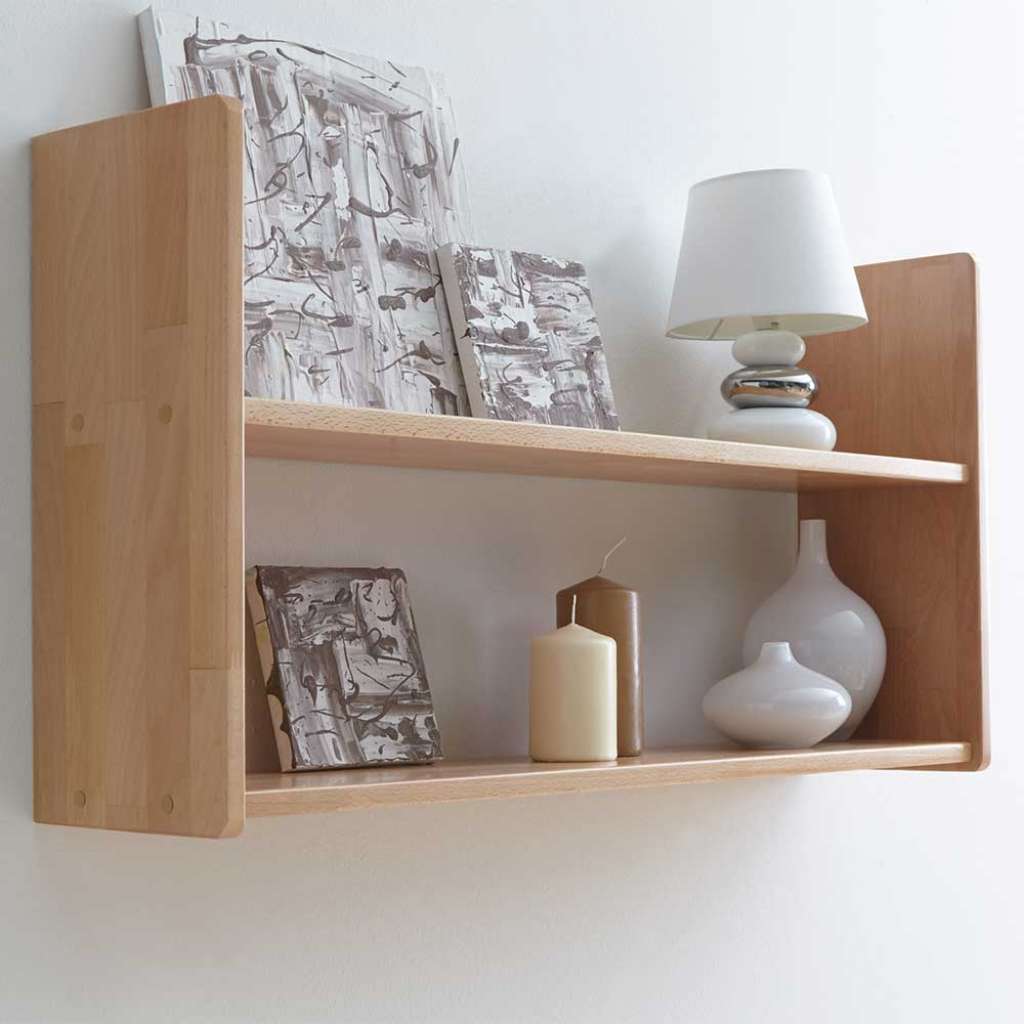 Wand Regal aus Buche Massivholz 90 cm breit