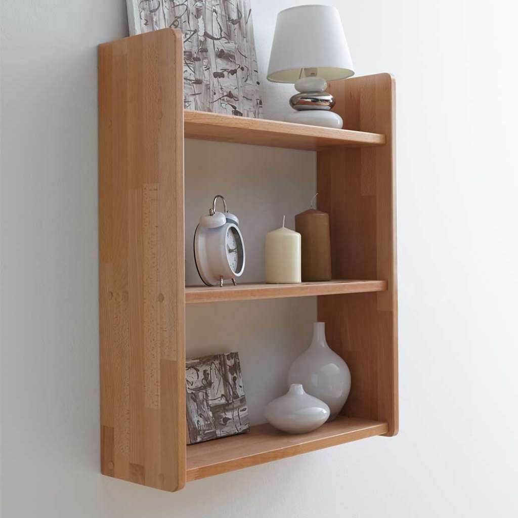 Hängendes Holzregal aus Buche Massivholz 60 cm breit