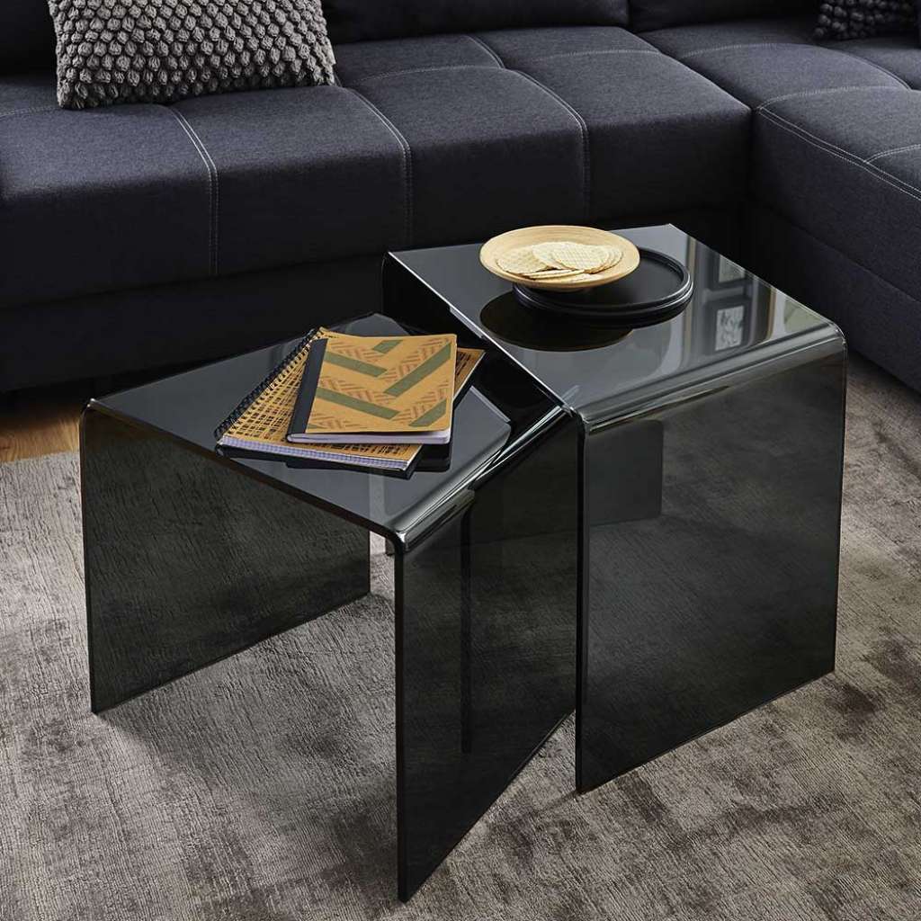 Beistelltische aus Glas Grau (2-teilig)