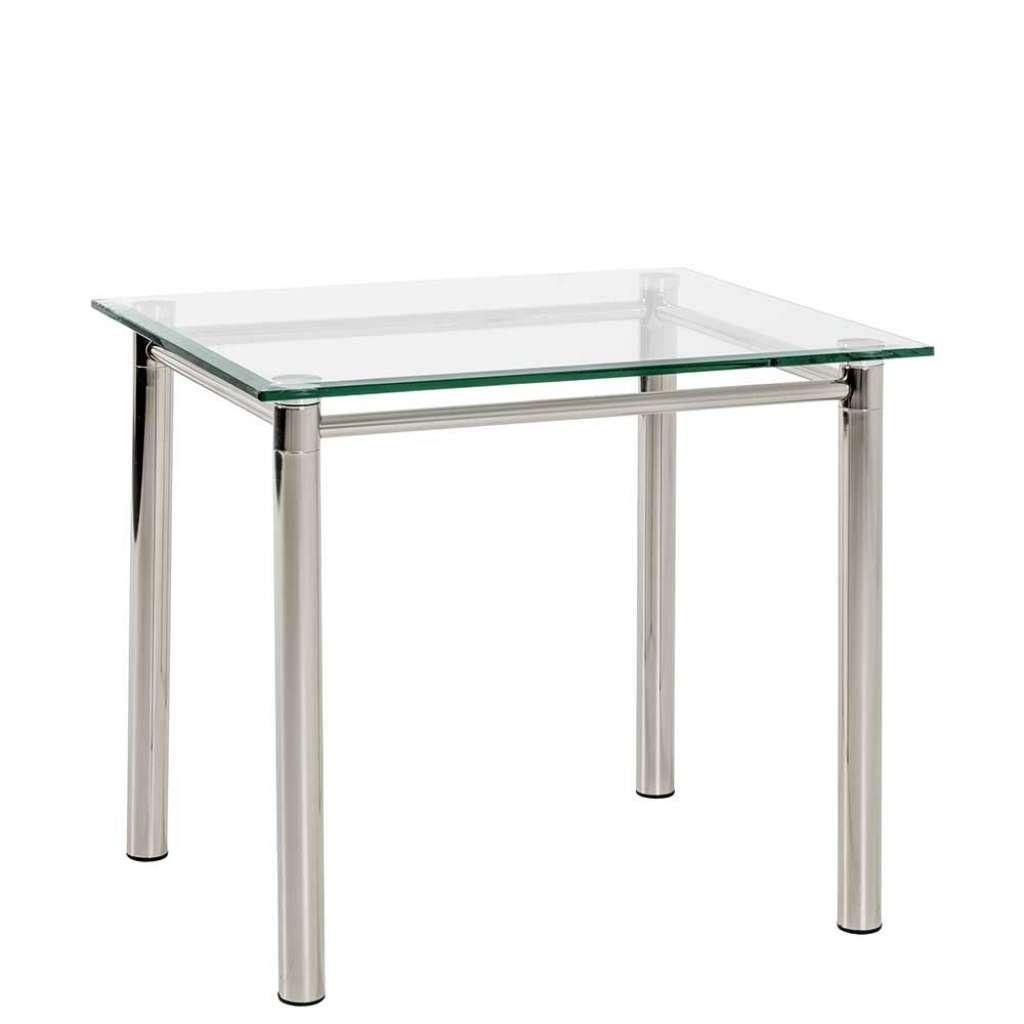 Beistelltisch aus Stahl und Sicherheitsglas 60 cm breit