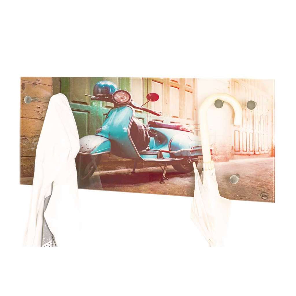 Retro Style Hängegarderobe mit Motorrad Motiv 50 cm breit