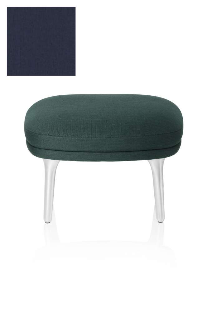 Fritz Hansen - RO Fuß Hocker - JH11 - Beine aus gebürstetem Aluminum - dunkel blau - indoor