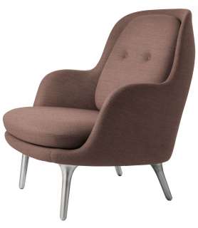 Fritz Hansen - Fri Loungesessell - JH4 - Beine aus gebürstetem Aluminum - orange/rot - indoor