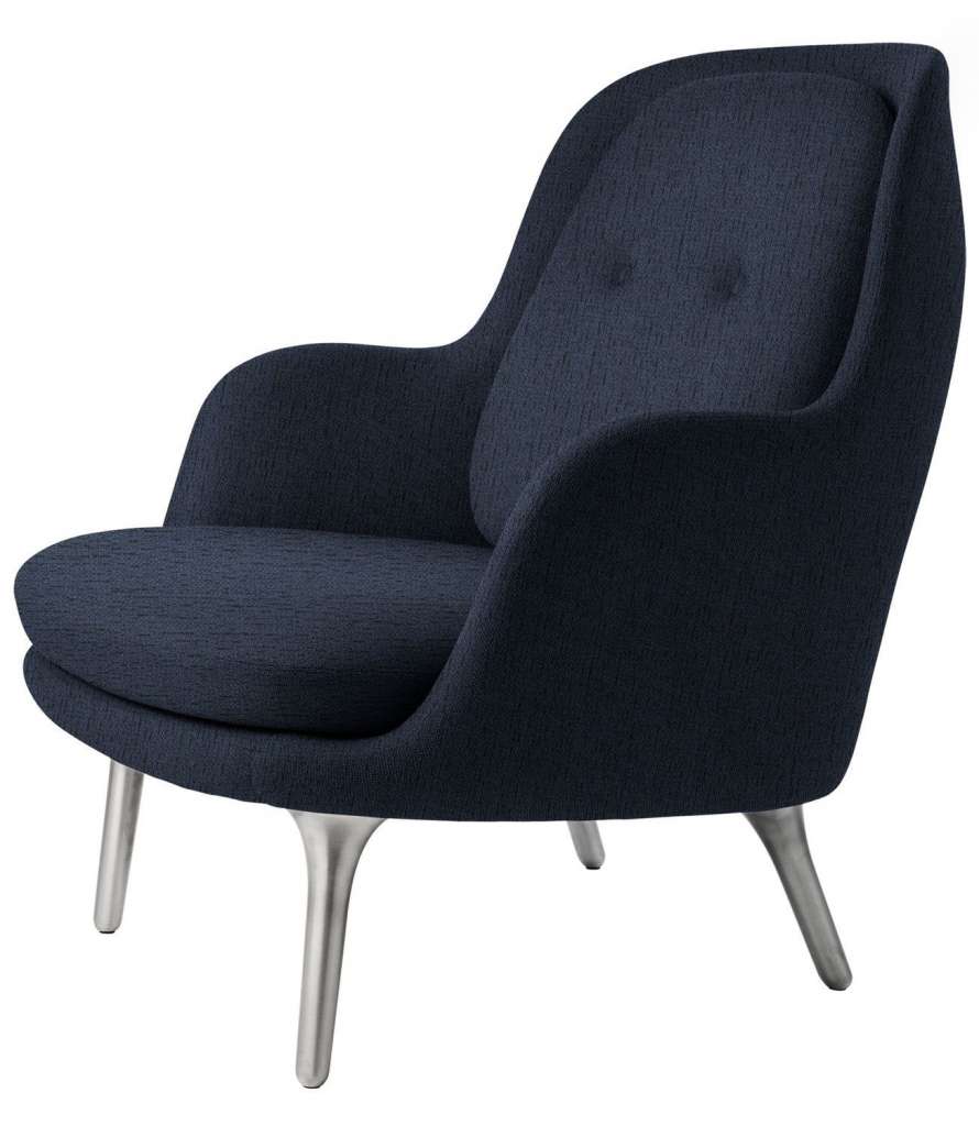 Fritz Hansen - Fri Loungesessell - JH4 - Beine aus gebürstetem Aluminum - dunkel blau - indoor
