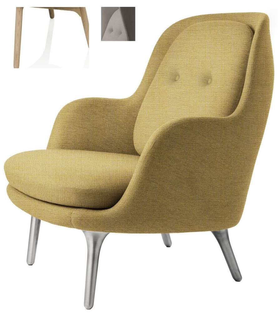 Fritz Hansen - Fri Loungesessel - JH5 - Holzgestell aus Eiche - beige - indoor