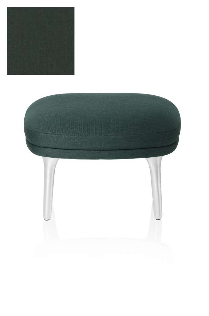 Fritz Hansen - Fri Fuß Hocker - JH14 - Beine aus gebürstetem Aluminum - dunkel grün - indoor