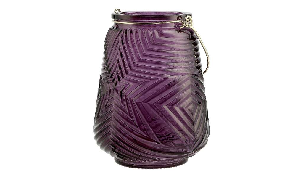 Windlicht ¦ lila/violett ¦ Glas , Metall ¦ Maße (cm): H: 16 Ø: [12.5] Dekoration > Laternen & Windlichter - Höffner