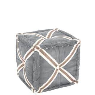 Polsterhocker in Grau und Braun Webstoff
