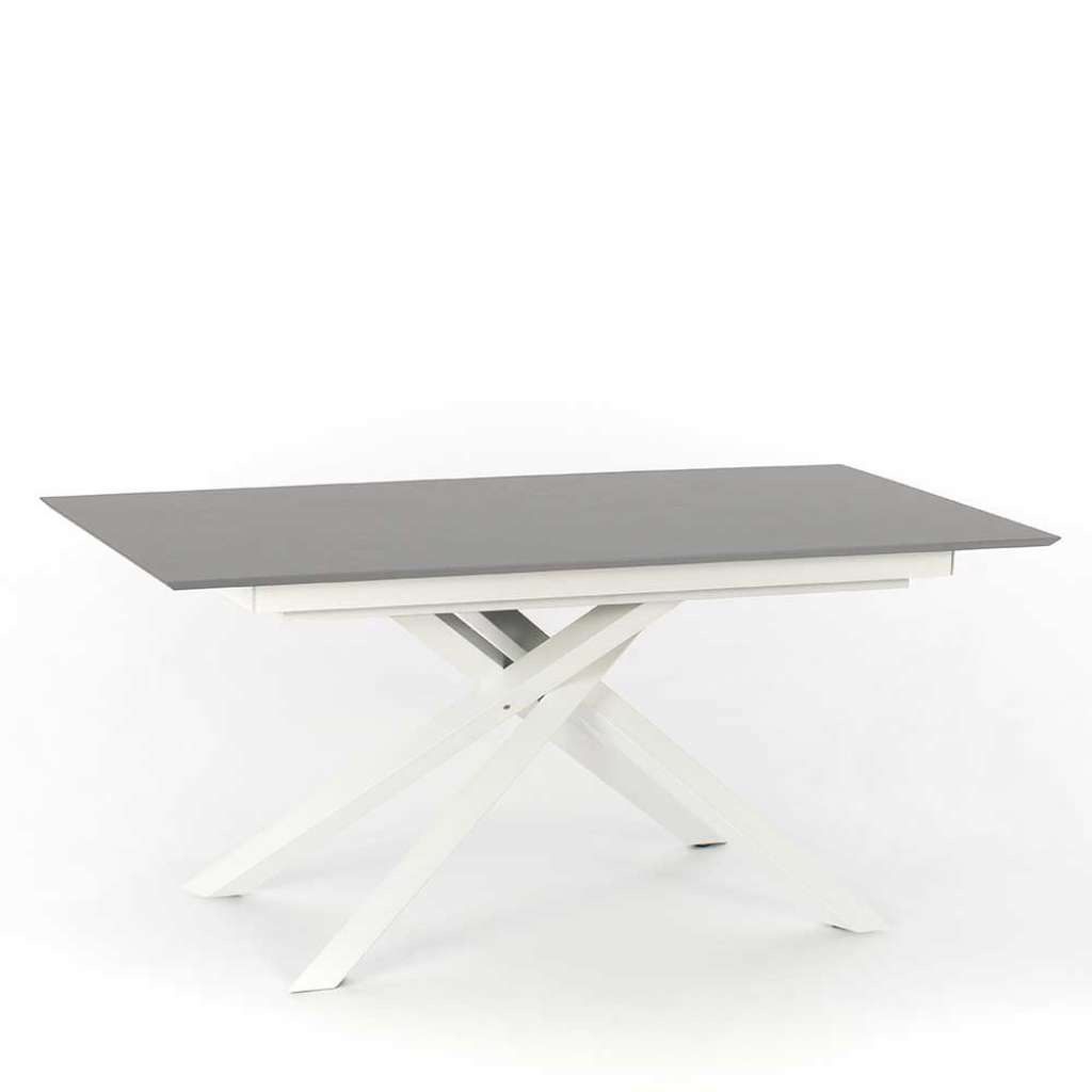 Esszimmer Tisch in Weiß und Hellgrau Kopfauszug