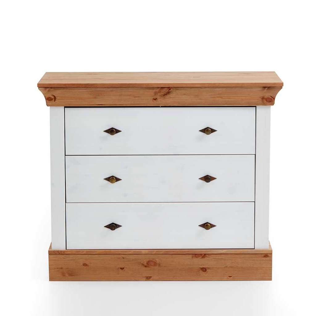 Babykommode in Weiß Kiefer Massivholz