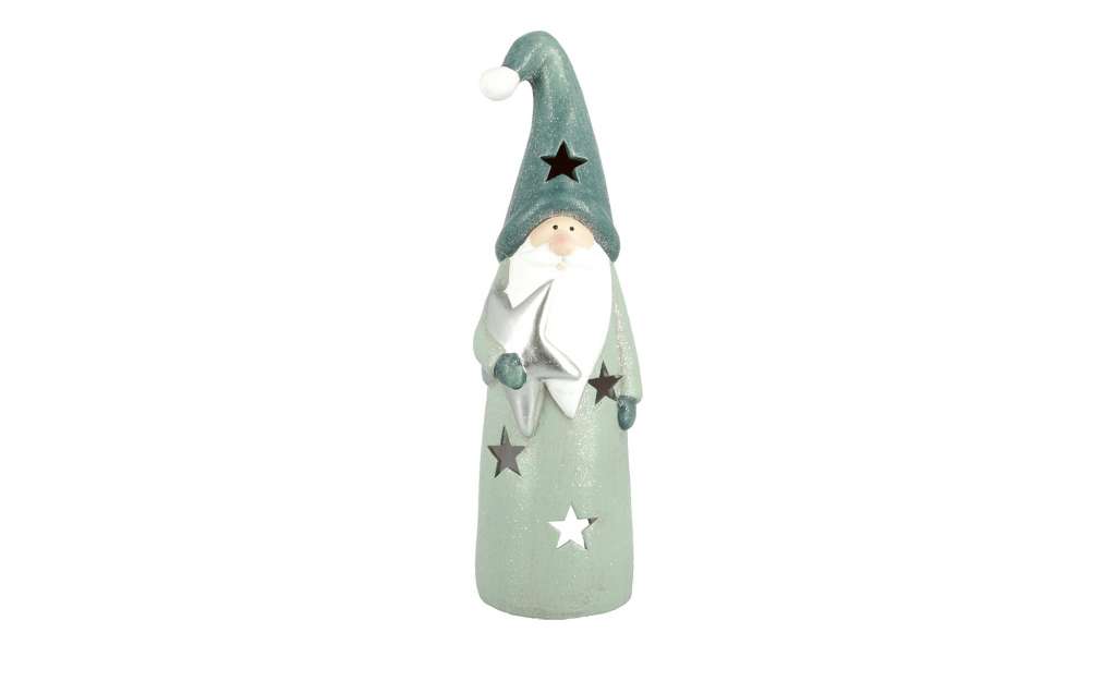 Teelichthalter  Weihnachtsmann ¦ grün ¦ Terracotta ¦ Maße (cm): B: 9 H: 31 T: 9 Weihnachten - Höffner