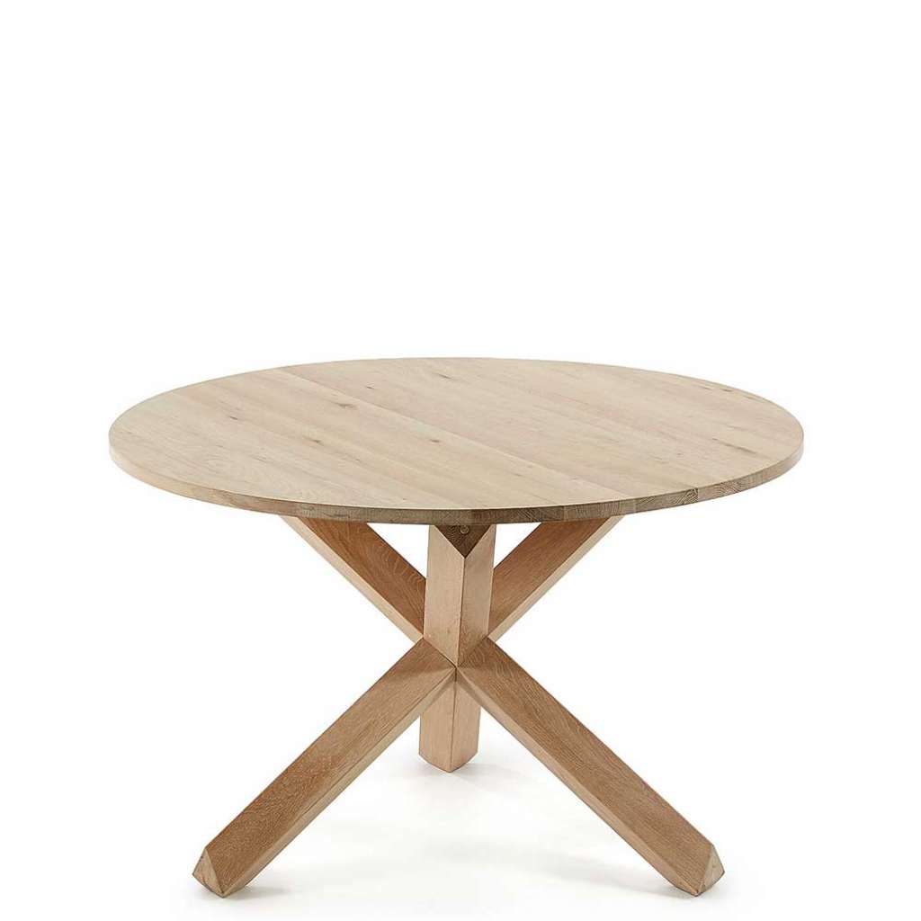 Runder Tisch aus Eiche White Wash massiv 120 cm Durchmesser