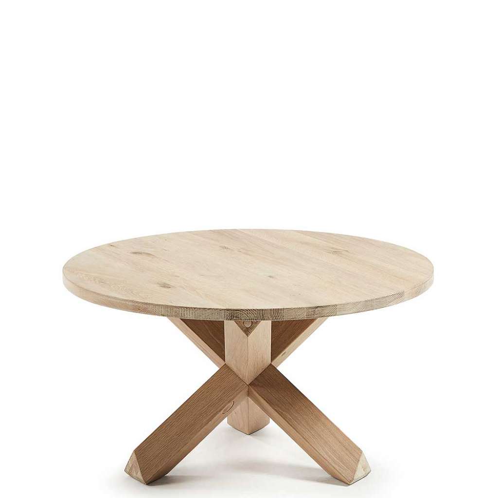 Wohnzimmertisch aus Eiche White Wash massiv rund