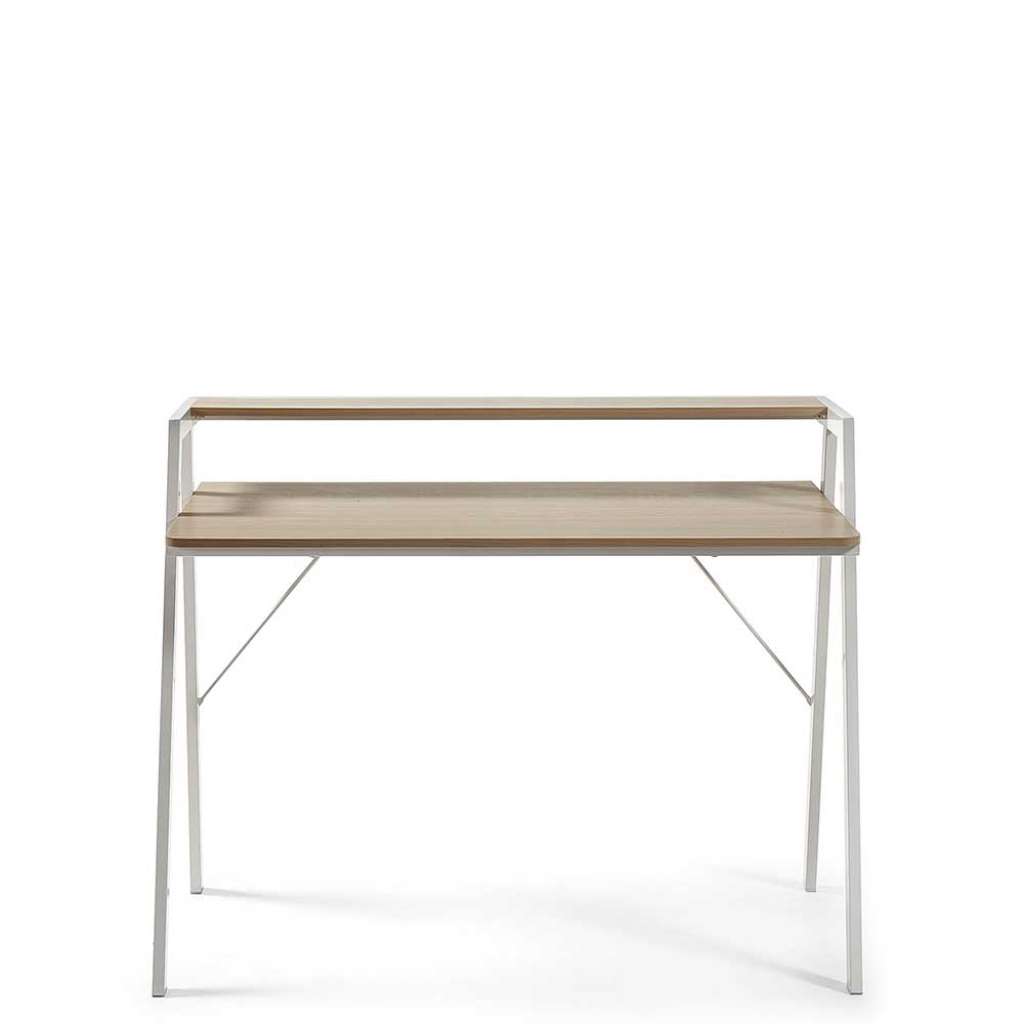 Laptopschreibtisch in Weiß und Eiche Grau Skandi Design