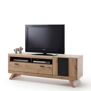 Fernsehboard in Eiche Optik und Dunkelgrau Türen