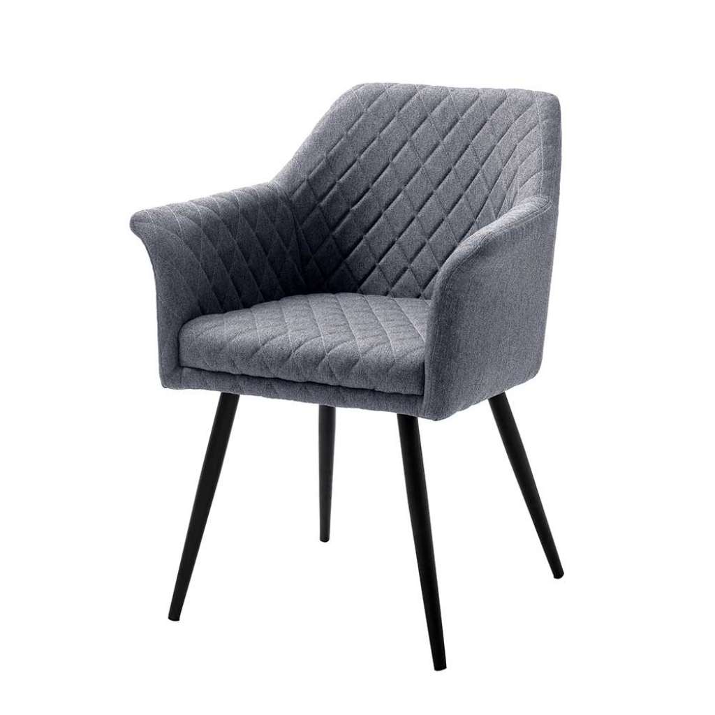 Armstühle in Grau Stoff gesteppt Metallgestell (2er Set)