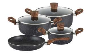 Stolze Topfset, 7-teilig  Stone Wood Black ¦ schwarz ¦ Aluminium Töpfe & Pfannen & Zubehör > Topf und Pfannen-Sets - Höffner