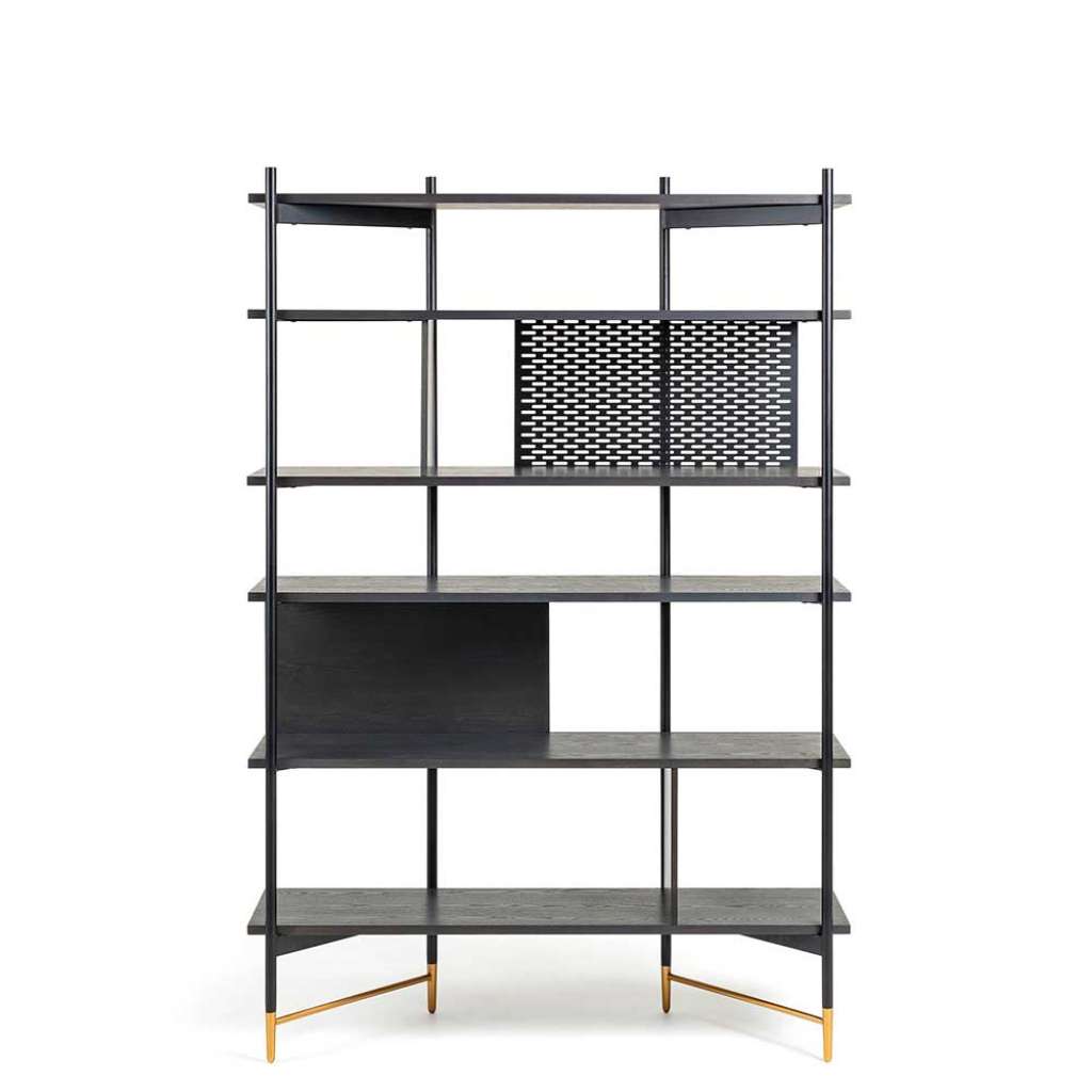 Design Regal in Schwarz und Goldfarben 120 cm breit
