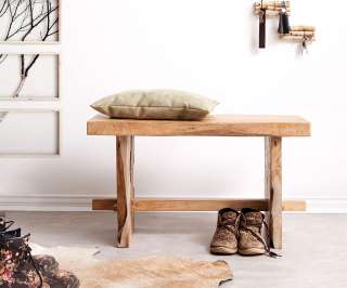 DELIFE Sitzbank Ferda 80x40 cm Teakholz Natur Massivholz Unikat, Bänke