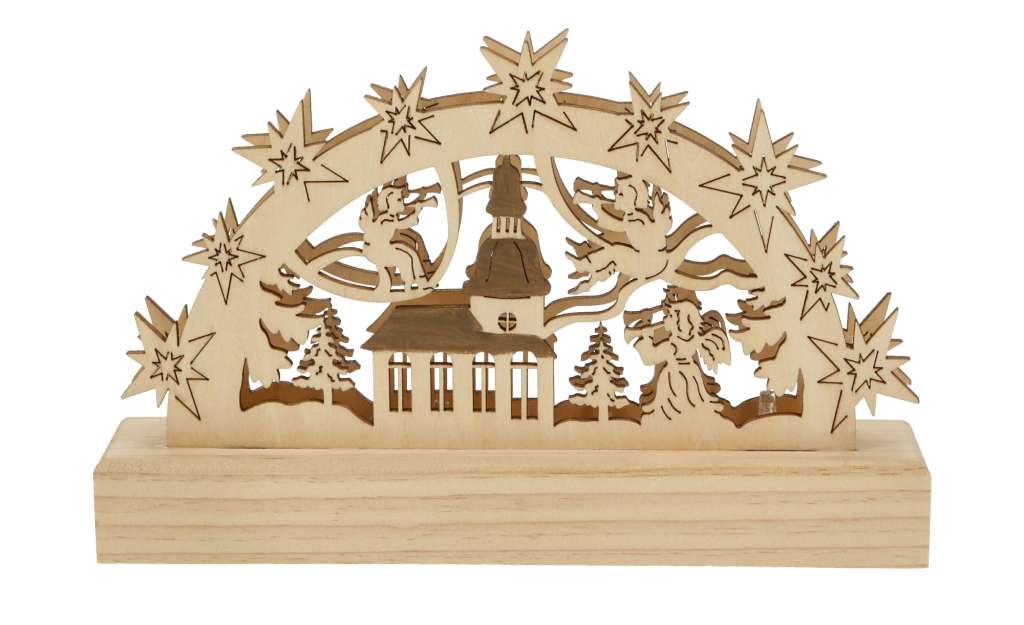 LED-Schwibbbogen ¦ holzfarben ¦ Kunststoff, Holz ¦ Maße (cm): B: 23,5 H: 16 T: 5,2 Weihnachten - Höffner