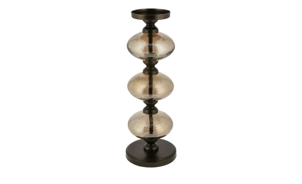 Kerzenständer ¦ braun ¦ Metall, Glas  ¦ Maße (cm): H: 37,6 Ø: [12.5] Dekoration > Kerzen & Lichter > Kerzenständer - Höffner