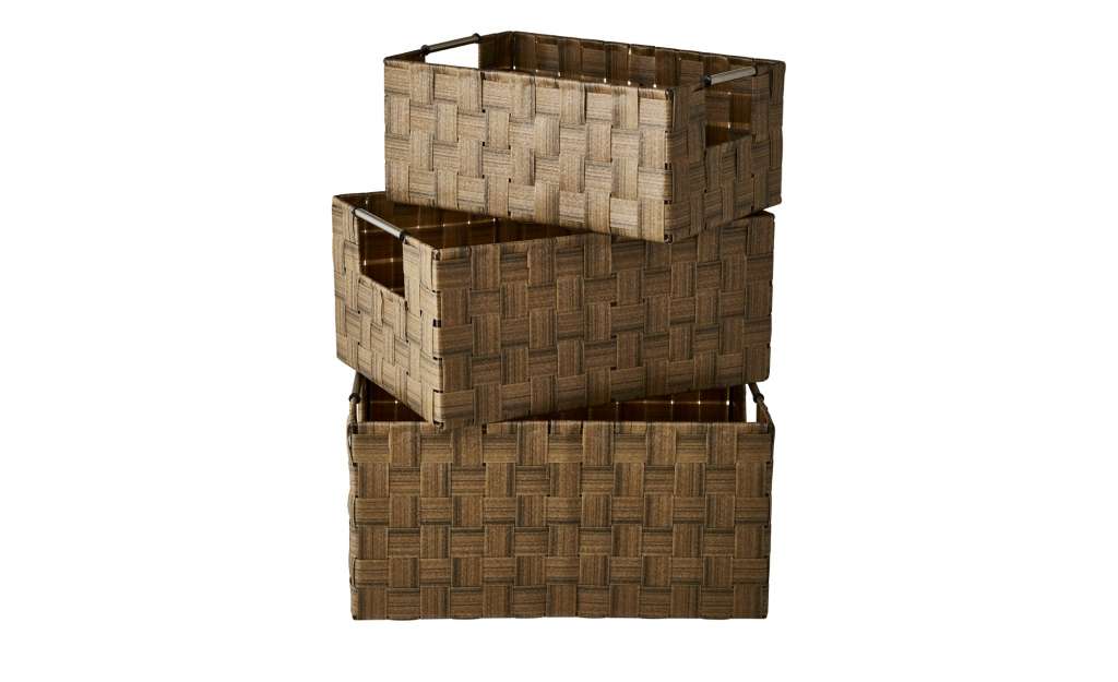 Aufbewahrungskörbe, 3er-Set ¦ braun ¦ Kunststoff, Metall ¦ Maße (cm): B: 36 H: 26 T: 18 Aufbewahrung > Körbe - Höffner