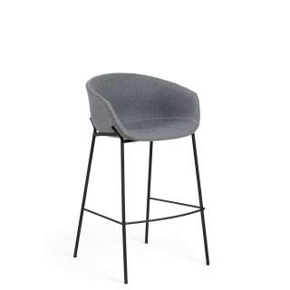 Beistellhocker in Grau Stoff Lehne