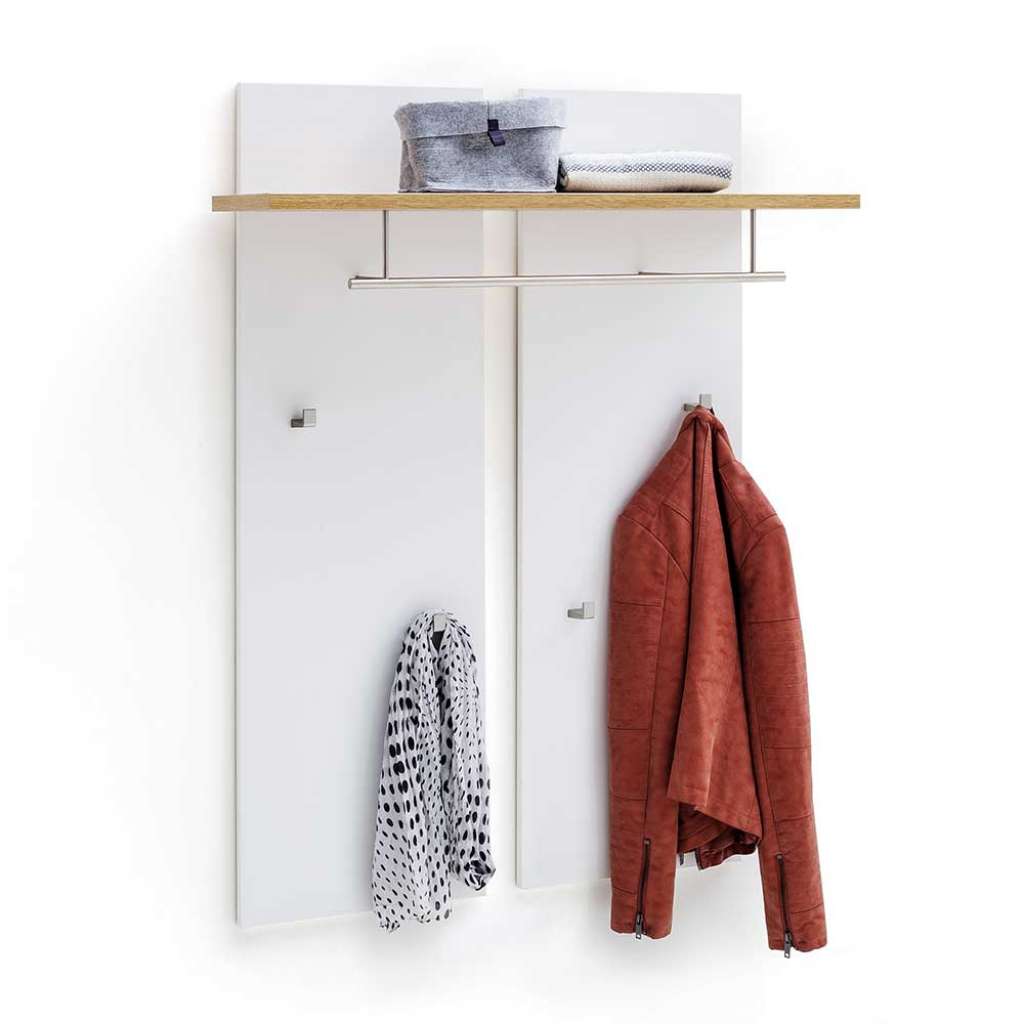 Hängegarderobe in Weiß und Wildeiche Optik modern