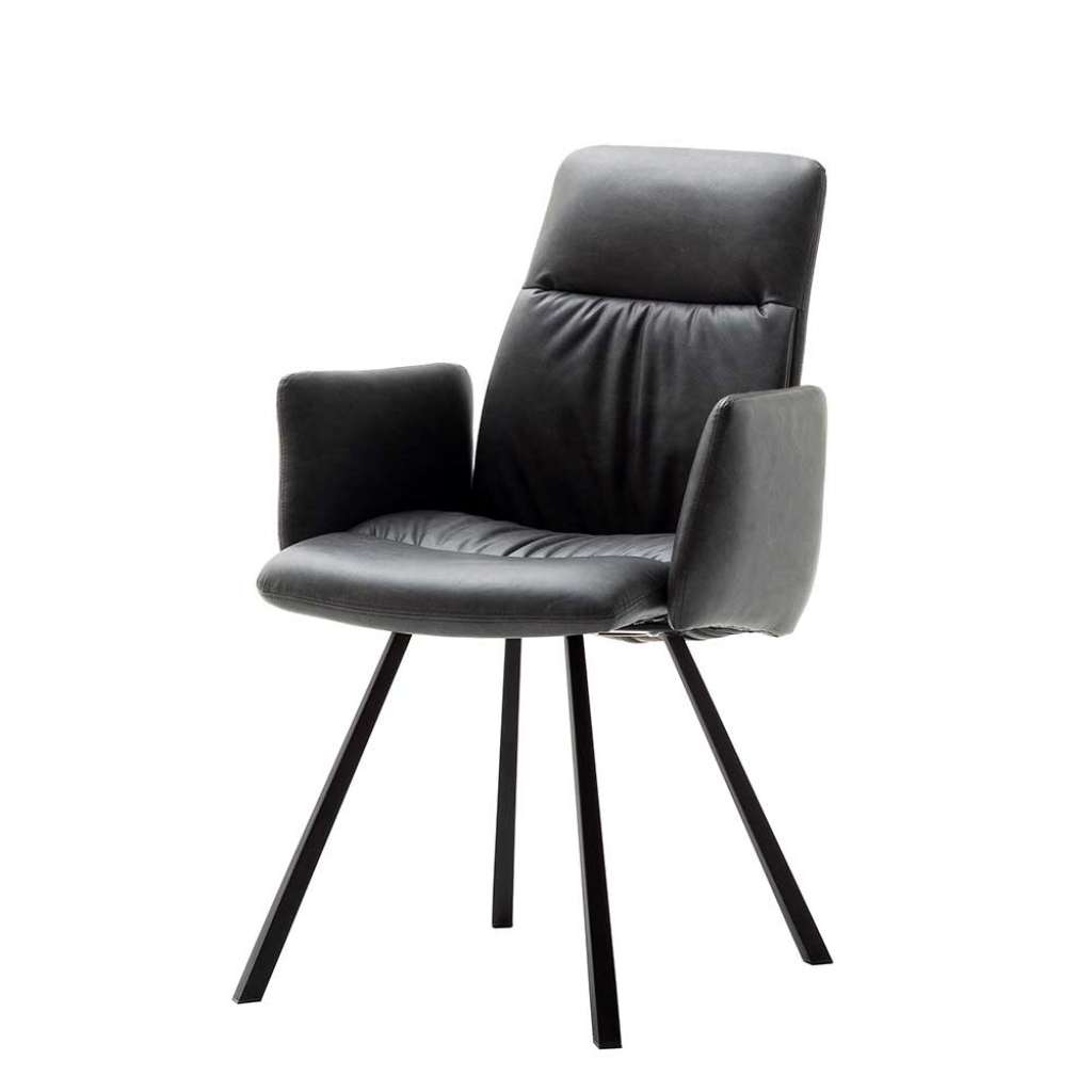 Armstühle in Dunkelgrau Kunstleder modern (2er Set)