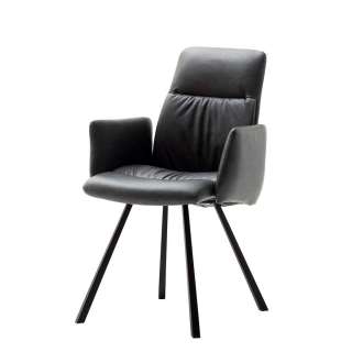 Armstühle in Dunkelgrau Kunstleder modern (2er Set)
