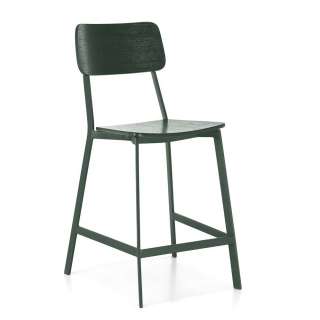 Küchenbarhocker in Grün Schichtholz und Metall (2er Set)