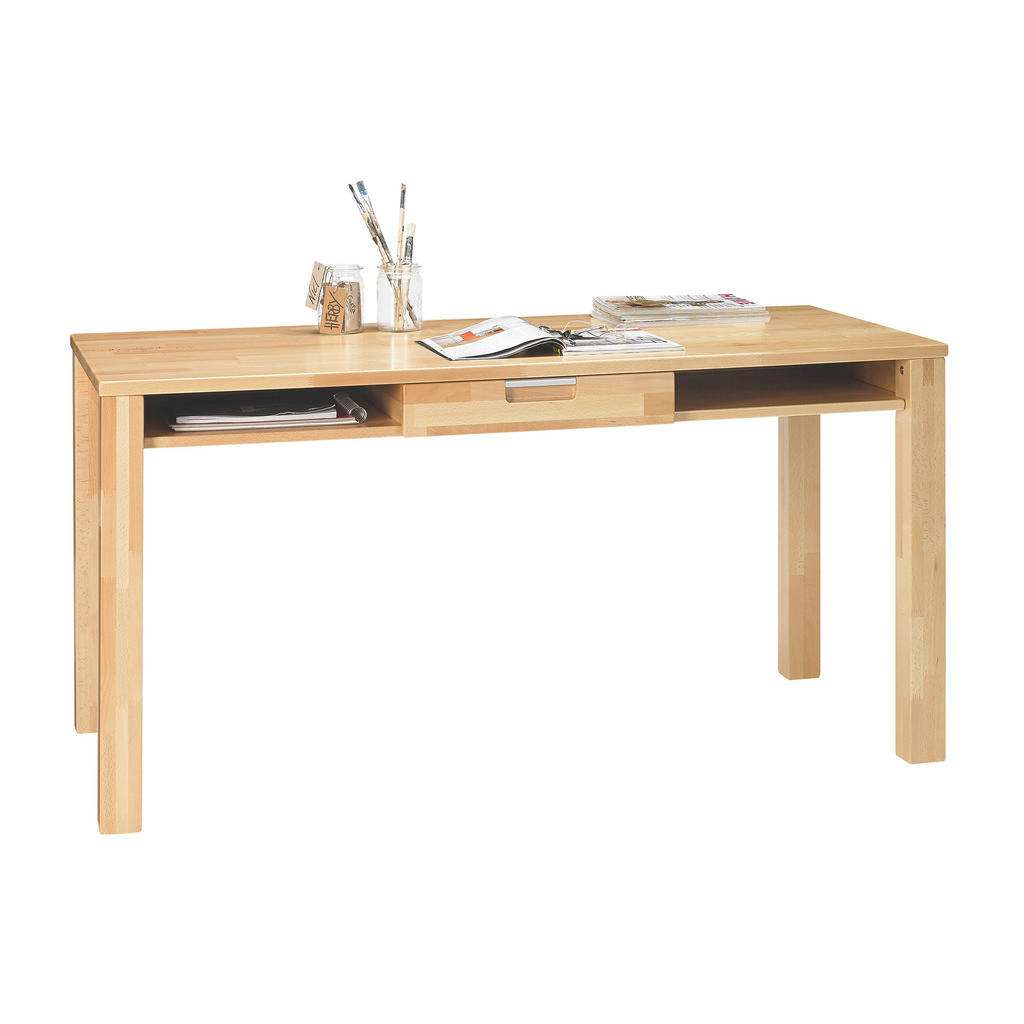 Linea Natura SCHREIBTISCH Kernbuche massiv Braun