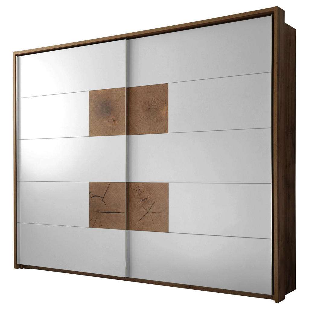 Carryhome SCHWEBETÜRENSCHRANK 2-türig Weiß, Braun