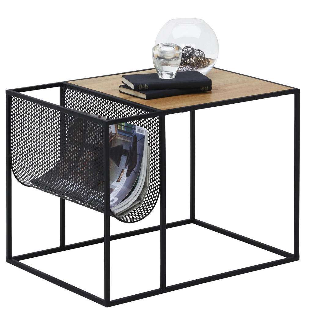 Carryhome BEISTELLTISCH quadratisch Schwarz, Braun