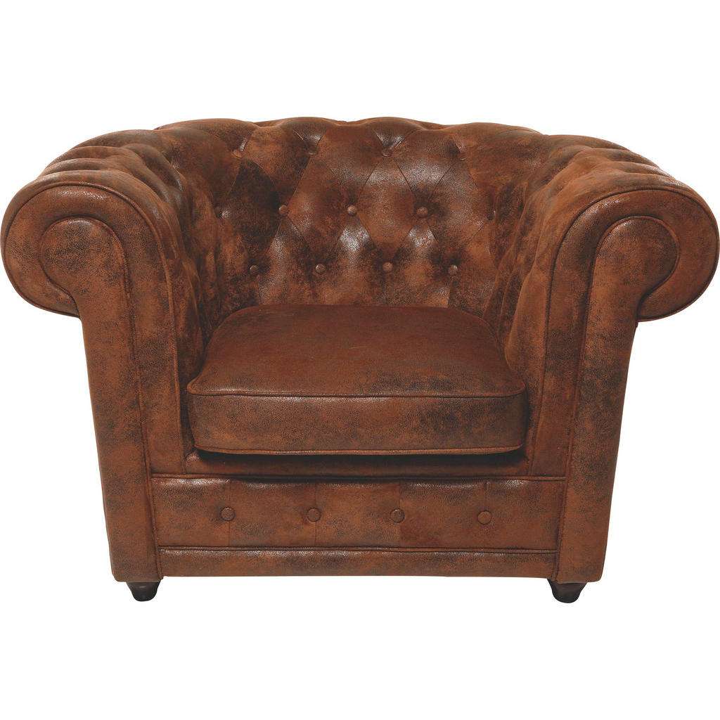 Kare-Design Chesterfield Sessel Mikrofaser Braun