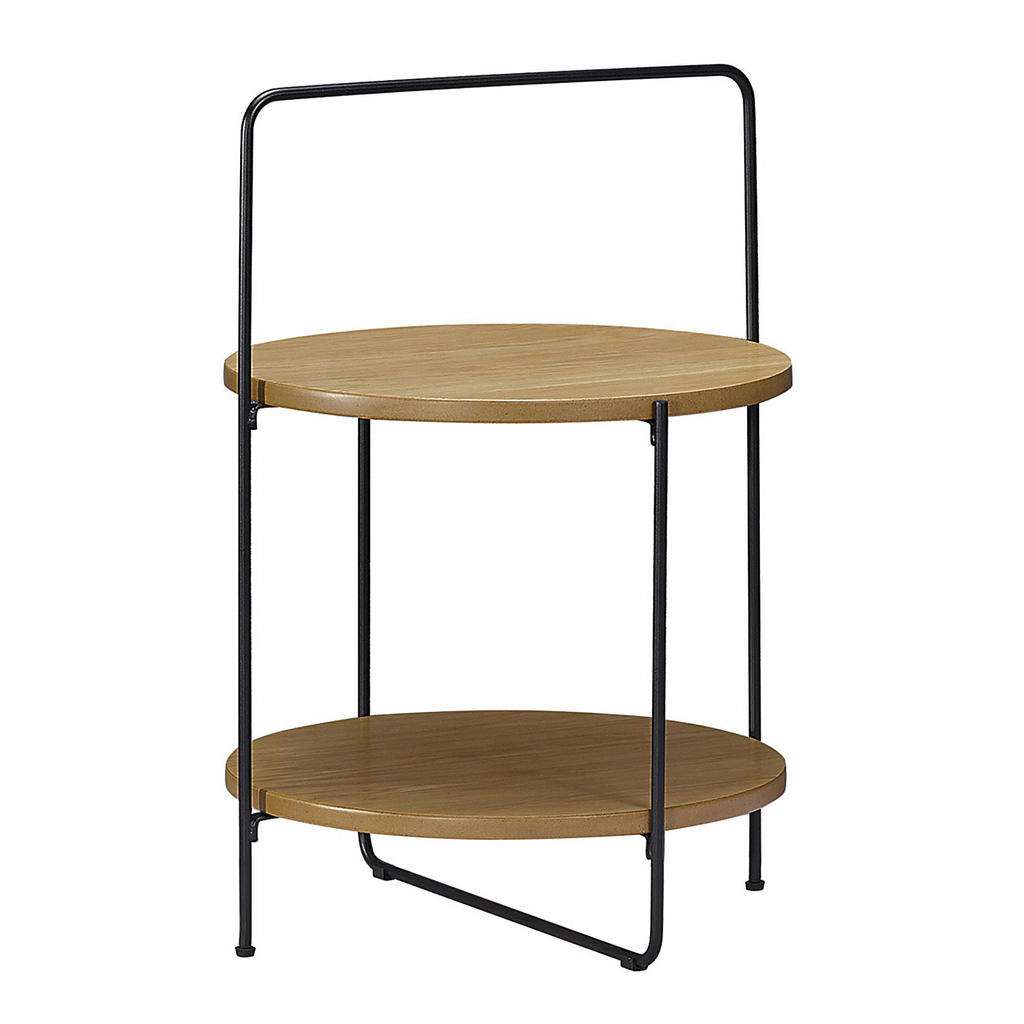 Xora BEISTELLTISCH Eiche furniert rund Schwarz, Braun