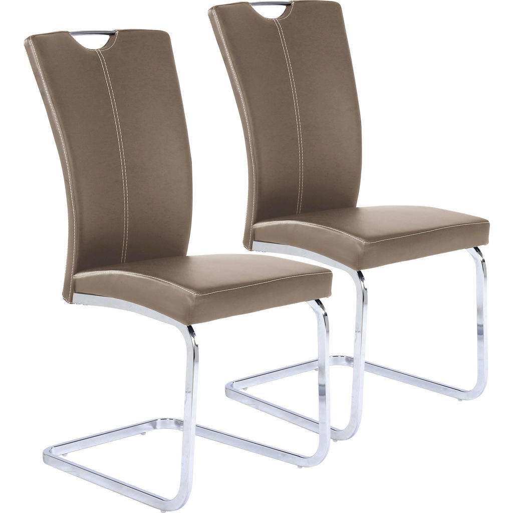 Xora SCHWINGSTUHL-SET Lederlook Silber, Braun